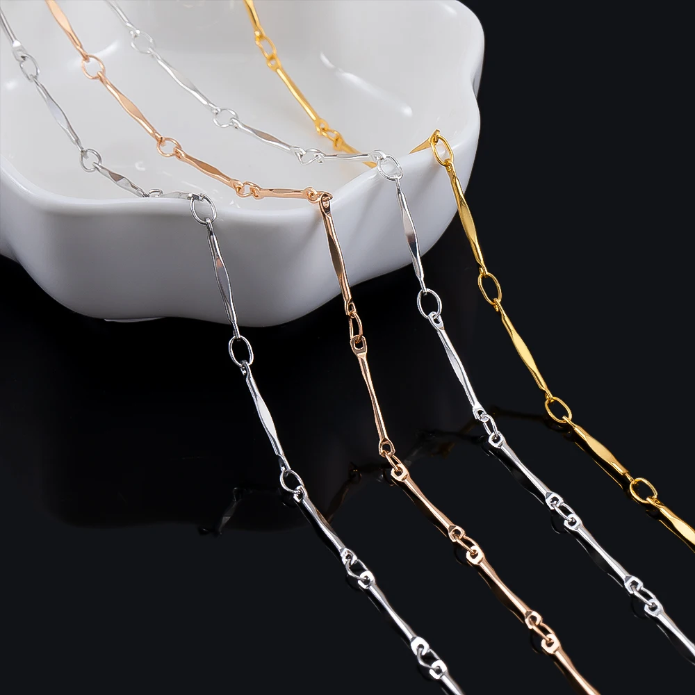 1 Meter 0.5 Meter Straight Flat Stick Base Copper Chain for DIY Bracelet Necklace Clothing Decoration Chain Jewelry Making