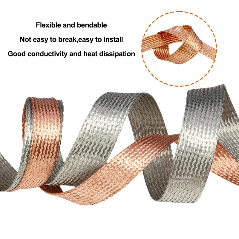 Copper Braided Sleeve Tinned Plating Expandable Metal Sheath 2 4 6 8 10 12 14 16 18 20~28 mm Wire Cable Protect Shielded Signal