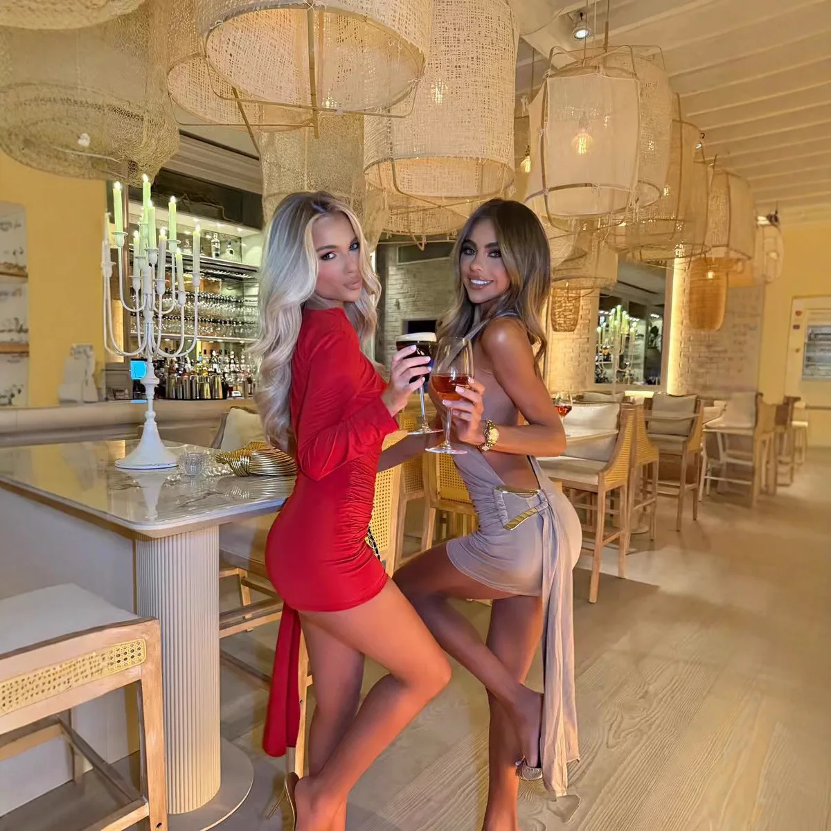 Hot Girl Slim Sleeveless Short Dresses Slant Collar Off Shoulder Backless Folds Metal Buckle Package Hip Dress Party Vestidos