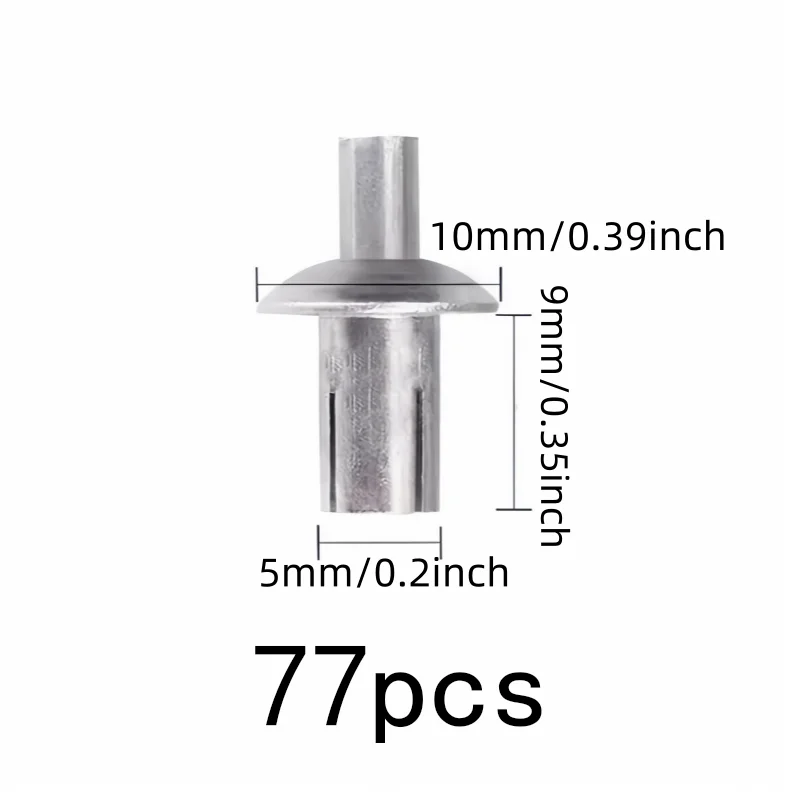 77 pcs 5*9mm Hammer Strike Installation Hammer Drive Rivets, great for Sheet Metal Joining, Rust Resistant Metal