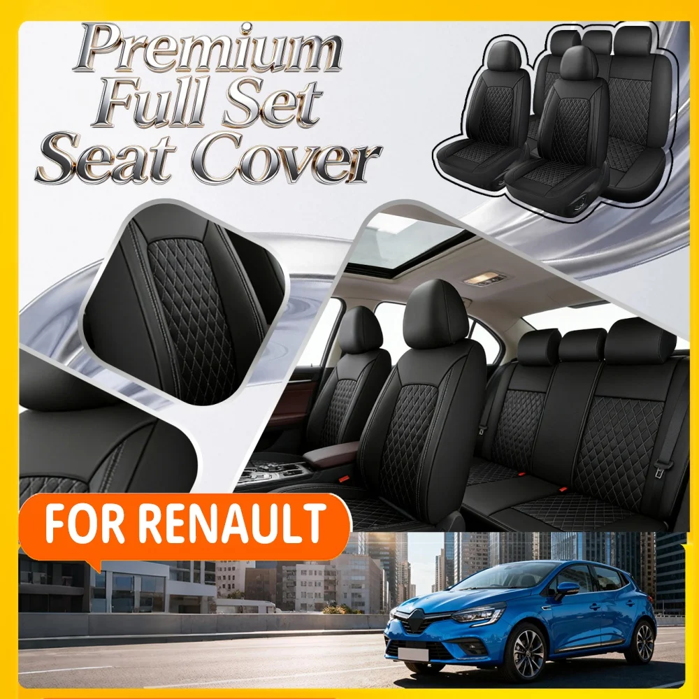 PU leather 5-seater car seat cover For Renault For Kadjar GrandScenic Koleos Fluence TalismanFashion,Durable,Thickened