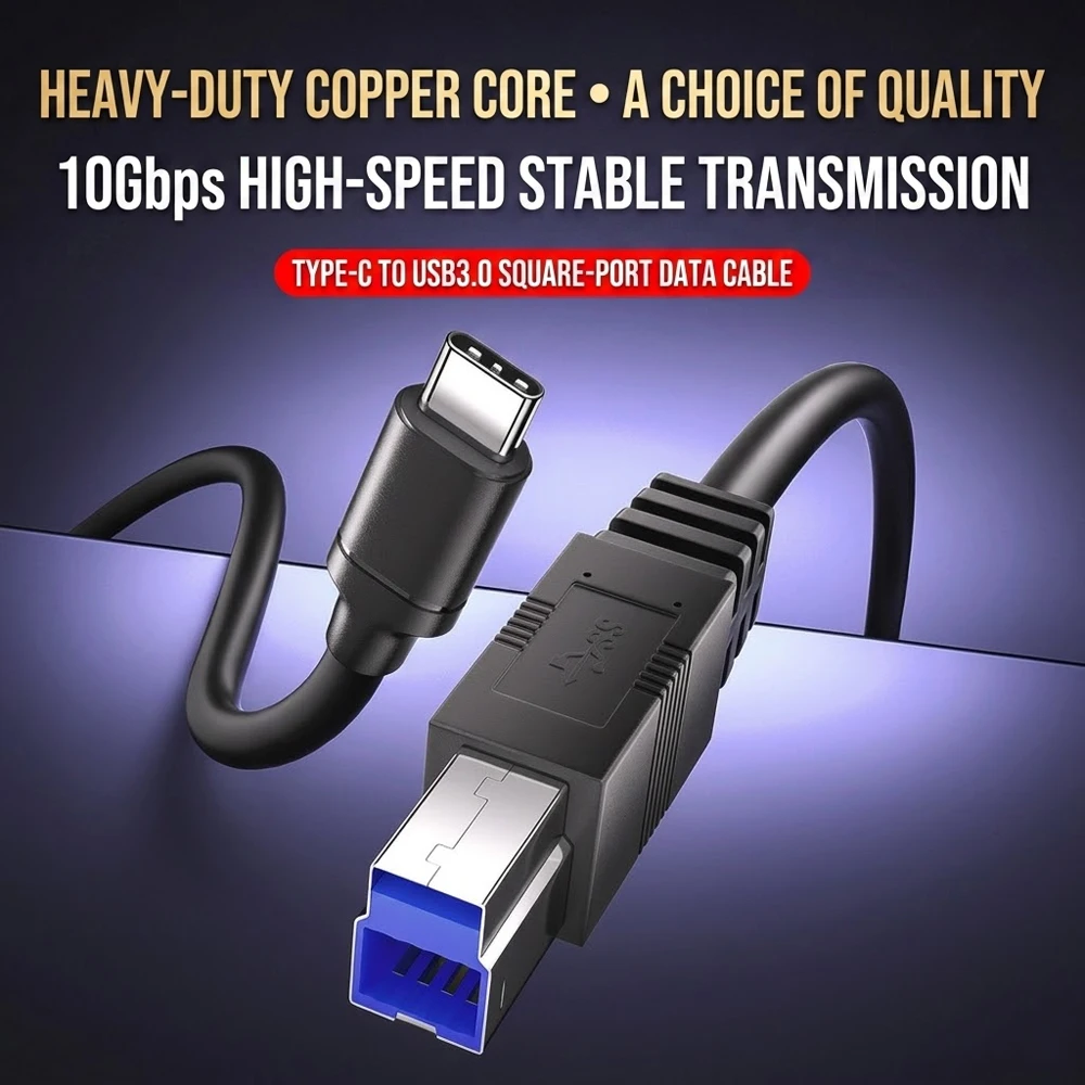USB-C zu USB-B Drucker-Scanner-Kabel 10Gbps GEN2 Typ-C zu USB-B 3.2 Kabel Kompatibel mit Dockingstation Externe Festplatten