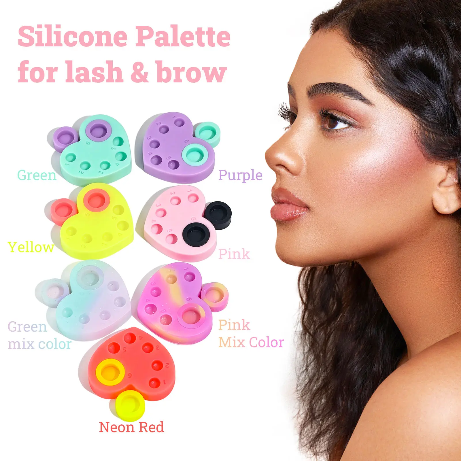 Permania 1 pièce Mini Palette en Silicone, Plateau 6 Fonctions pour Rehaussement et Teinture des Cils, Lamination des Sourcils, Coussinets de Permanente pour Cils, Outil de Maquillage
