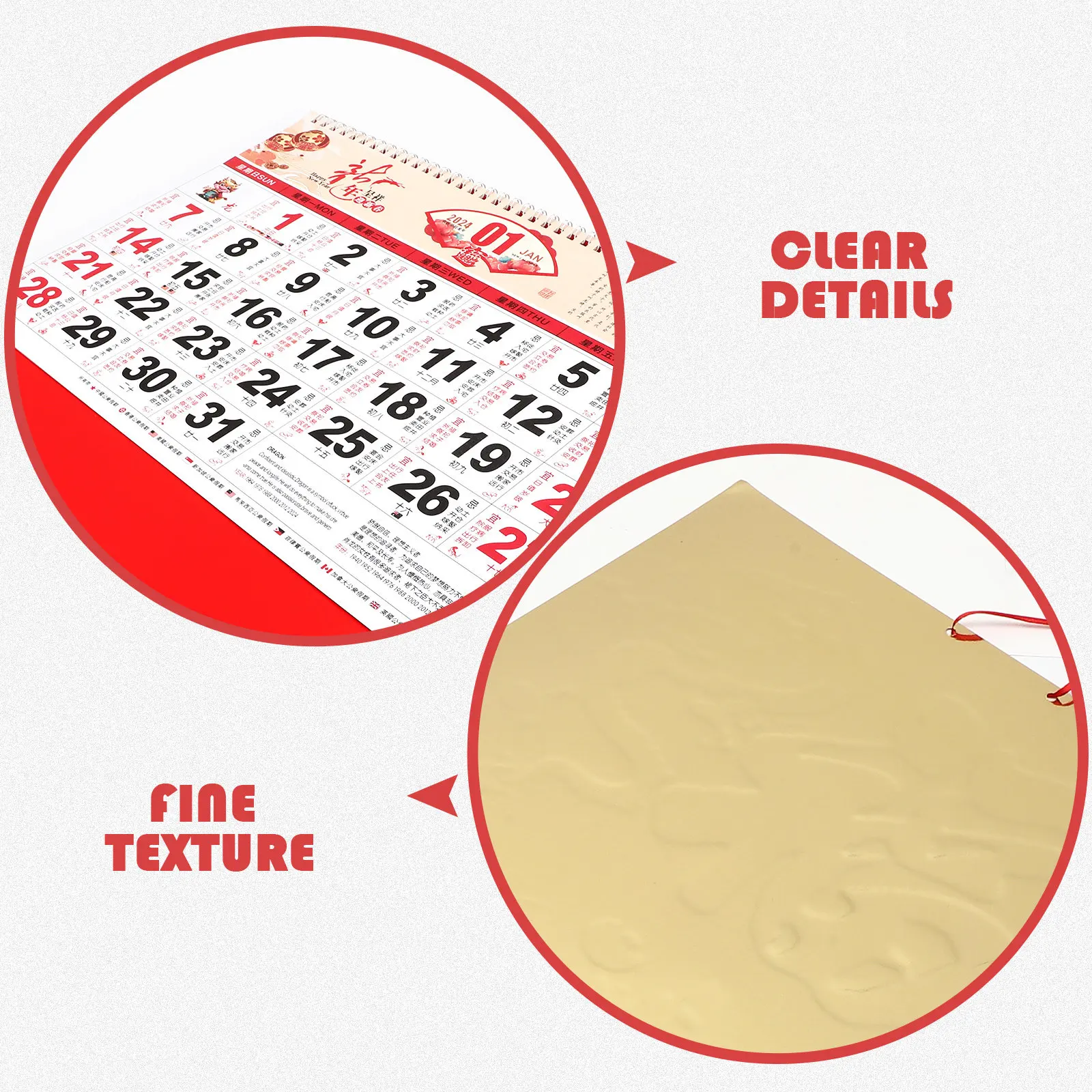 

Настенный календарь на 2024 год, Год Дракона, с точными лунными датами, из плотной бумаги, традиционный китайский календарь, настенные календари на 2024 год