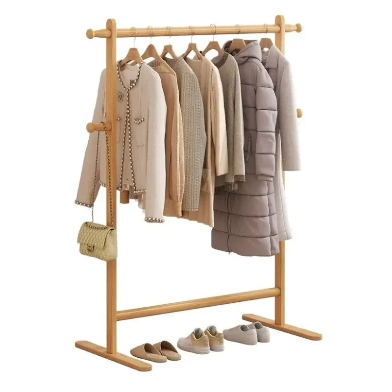 Hanging hanger Solid wood floor-to-ceiling bedroom coat rack Living room clothes rack Homestay hanger Interior