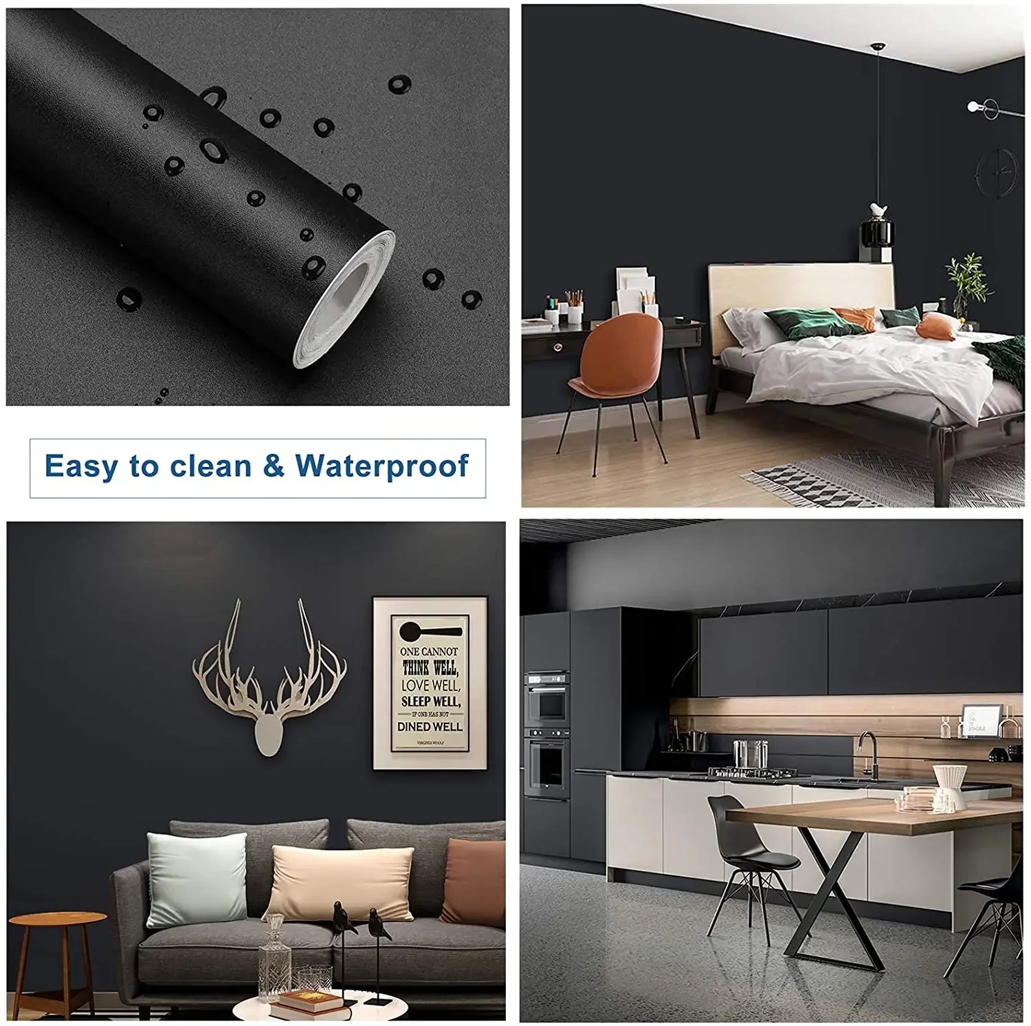 Matte PVC Waterproof DIY Self Adhesive Vinyl Wallpaper Kitchen Cabinet Desktop Contact Paper Wall Sticker Home Decor Wall in Rol