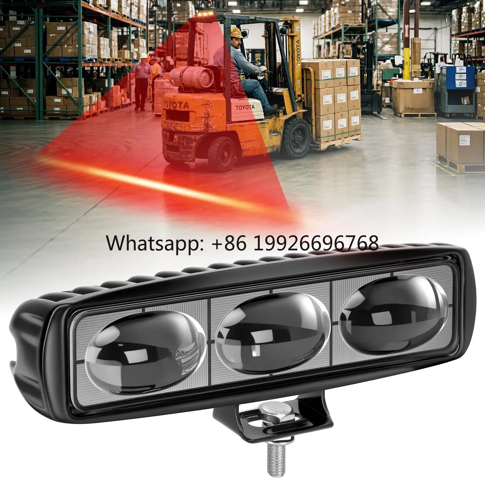 

30W Triple Lens Forklift LED Linear Warning Light DC12-100V Red Blue Safety Line Lamp for Warehouse Pedestrian Alert