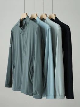 여름 UPF50 + 남성 자켓 UV 보호 아이스 실크 스킨 코트 통기성 빠른 드라이 스트레치 나일론 선 스크린 윈드 브레이커 자켓