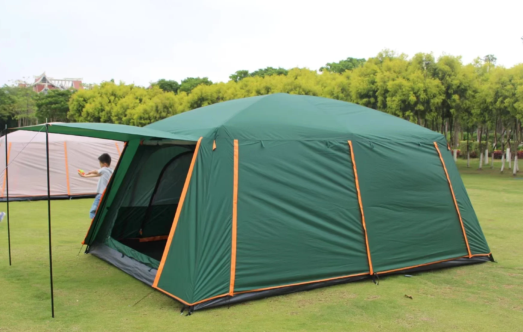Camping Outdoor Large Waterproof Two Bedroom One Living Family Marquee Tent