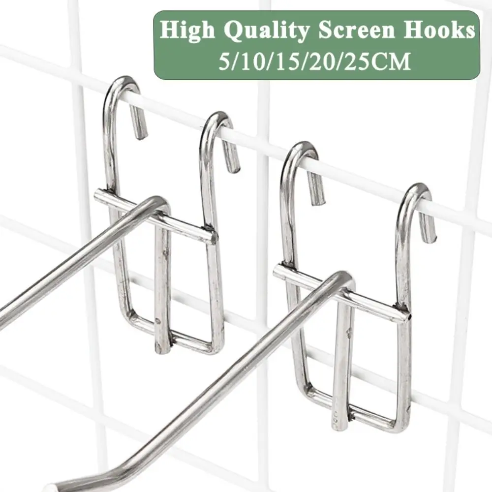 Hight Quality 5-25cm Screen Hooks 3.2mm Thickness Supermarket Wire Mesh Hanging Hooks Stainless steel Grid Hooks For Screen Grid