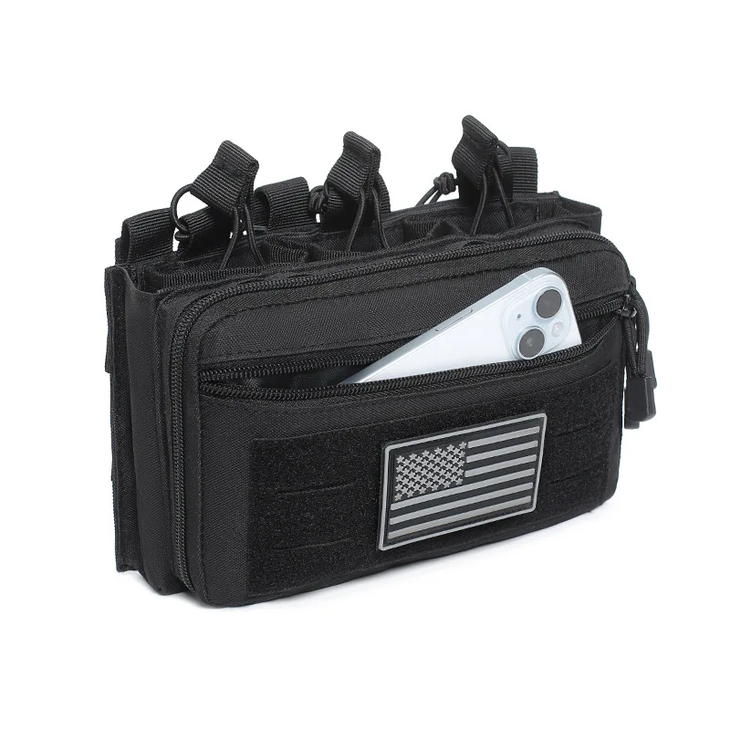 Tactical Mag Admin Pouch, Molle Utility Tool Pouch Medical EMT Organizer with Triple Stacker Magazine Holder for Hunting Vest - view 4