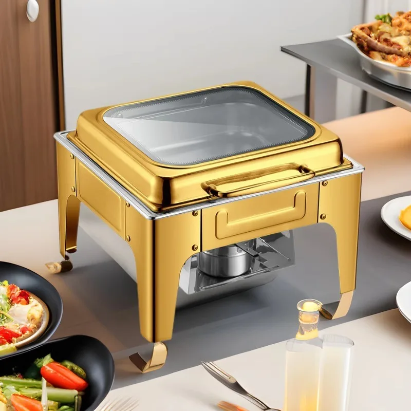 Stainless steel hydraulic cover visual large glass meal insulation furnace hotel self-service