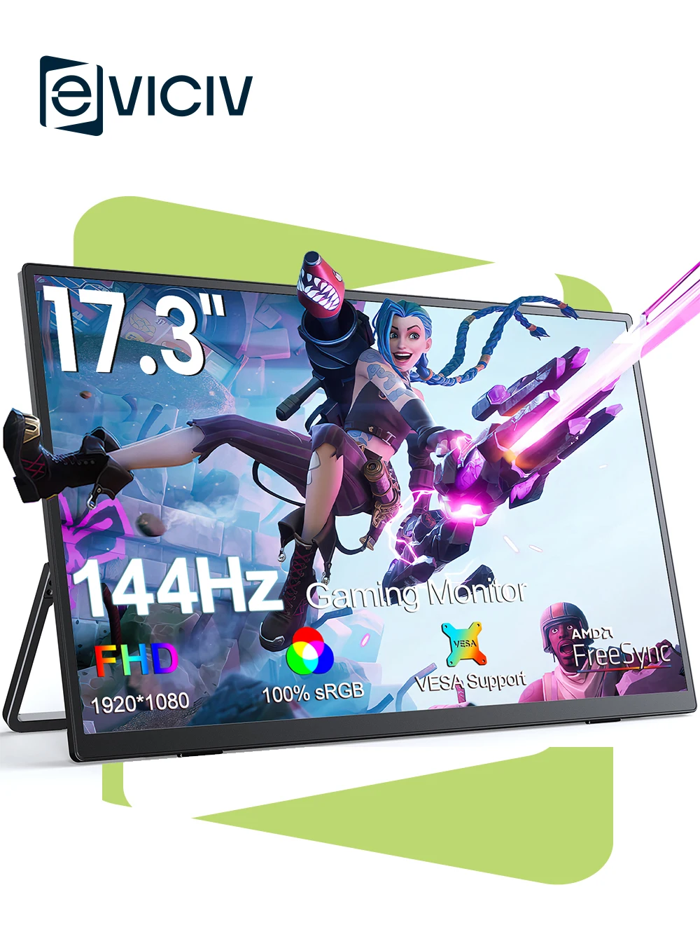 EVICIV 17.3インチ ポータブルモニター 144Hz 1080P FHD USB C HDMI
