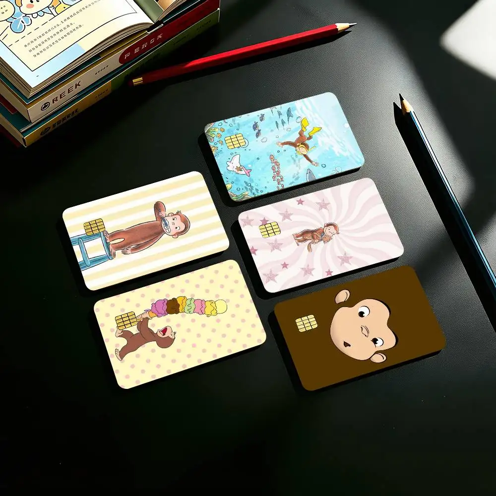 Curious G-George Cute Monkey Kids Graphic Credit Card HD Stickers Small Chip Waterproof Sticker Game Card Decal Gift