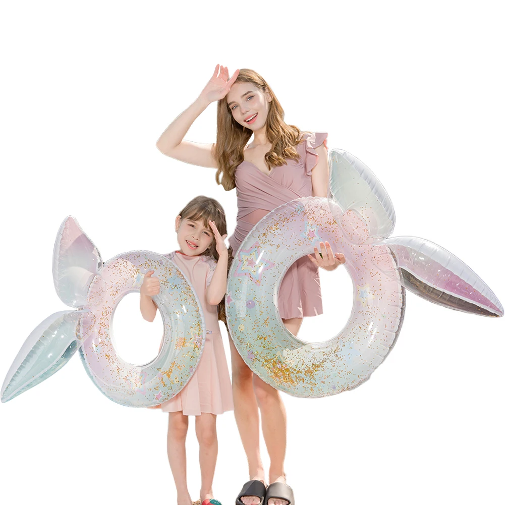 Summer Mermaid Tail Confetti Sequin Swimming Ring Swimming Circle Swim Tubes Rings Beach Swimming Party Toys for Kids and Adults