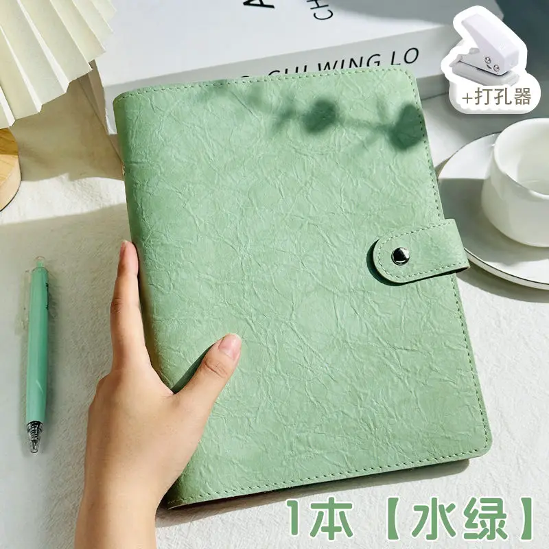 New A5 multifunctional 8-hole binder with pleated soft leather cover, replaceable inner core for multiple uses