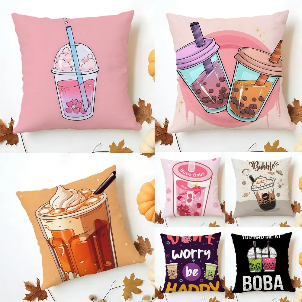 Stylish Comforting Sweet Milk tea Cushion Cover Washable Linen comfort Soft  for Sofa Bed Cozy Home Room Decor