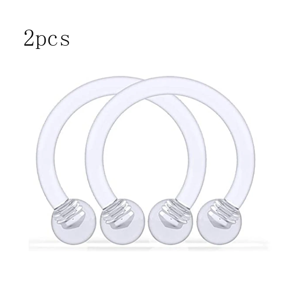 2pcs/12pcs Septum Retainer Clear Acrylic And Surgical Steel Nose Rings Hoop Horseshoe Cartilage Tragus Septum Ring Body Piercing