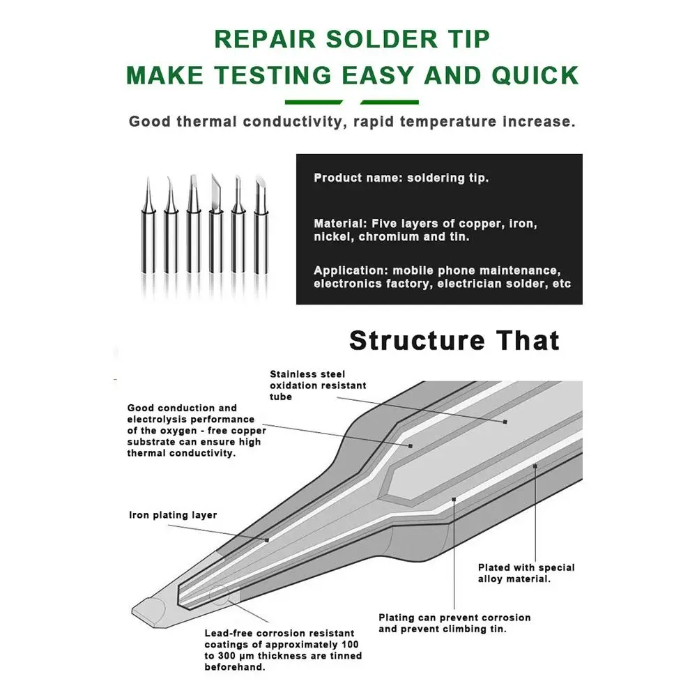 Durable 900M-T-I K S Welding Tips BK-9033 Lead Free Soldering Iron Head Searing Iron Tips for 900M 907 913 376 453 601D 878L