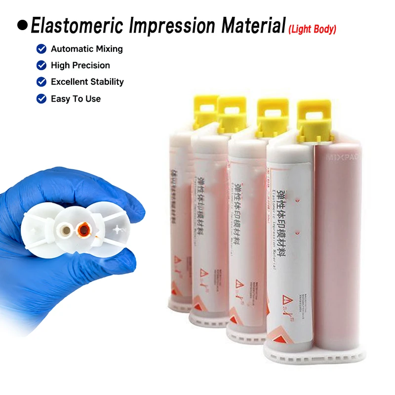 4Pcs Dental Type3 Elastomeric Silicone Impression Material White / Catalyst Excellent Detail Reproduction Dentistry Supplies