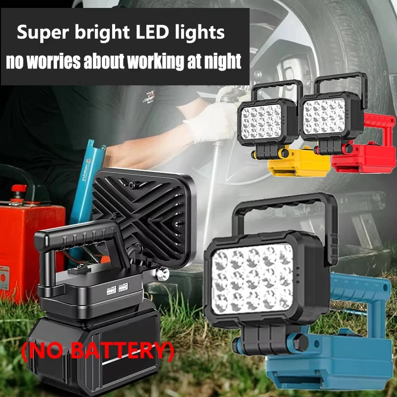 LED working lantern For Makita/Dewalt/Milwaukee 14.4V 18V Li-ion battery 3 inch with Dual USB hook Lamp Hand Lantern Spotlight