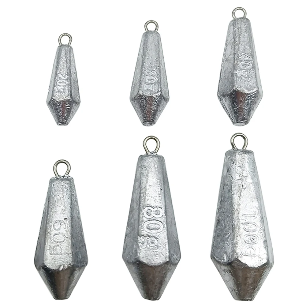 

6pcs 100g Fishing Leads Sinkers Kit 20g-100g Fishing Weights Hexagonal Shape Casting Drop Shot Sinker Long Streamlined Weight