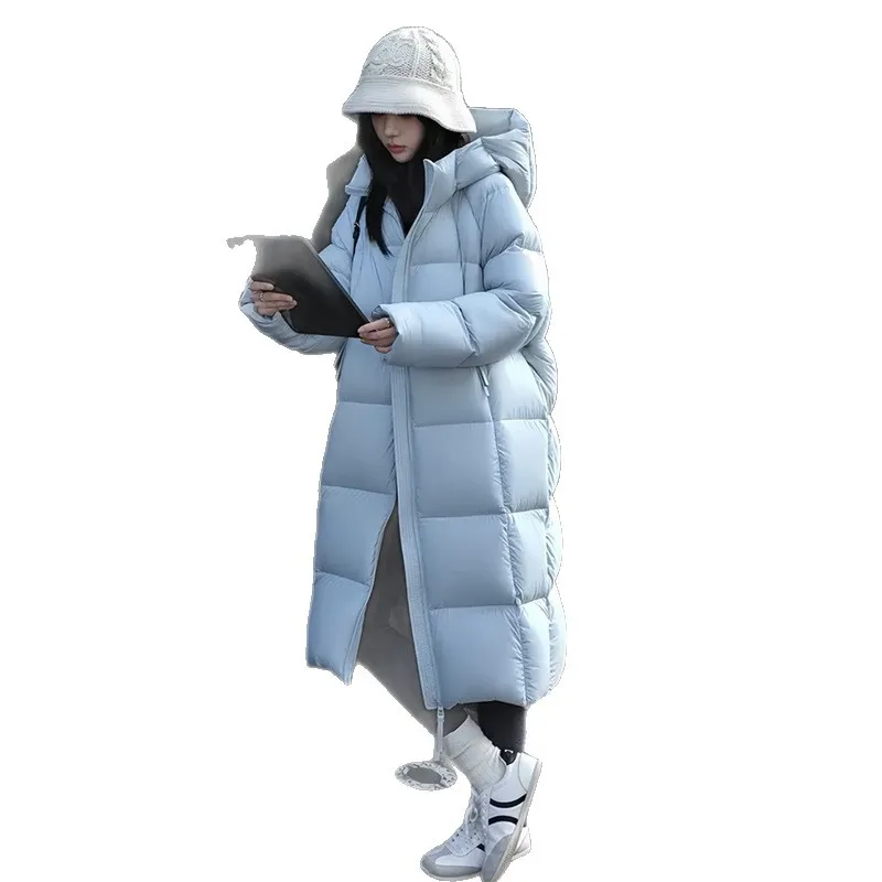 Medium To Long Down Cotton Jacket for Women 2025 New Style Hooded Over Knee Thick Winter Cotton Jacket