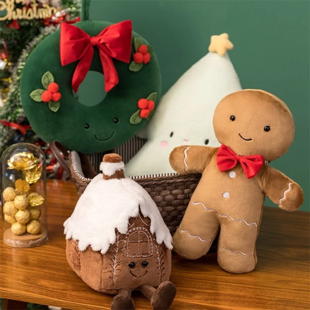 Christmas Tree Plush Cartoon Pillow Gingerbread Man Party Decor Living Room Sofa Doll Cushion Soft Tree Shape Pillow Ornaments