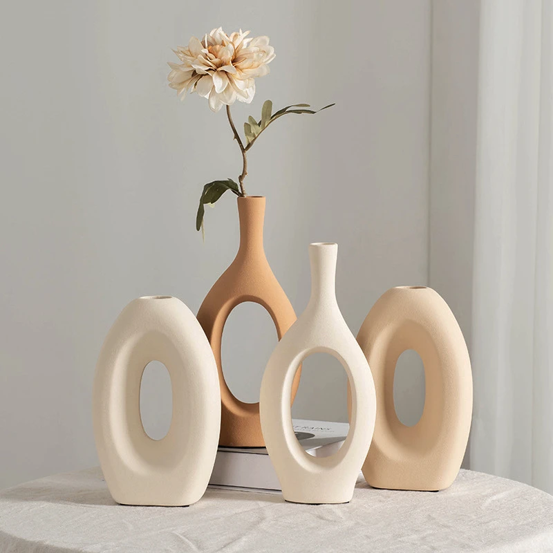 

dried flower arrangement ceramic white vase art simple personality high sense living room home decoration