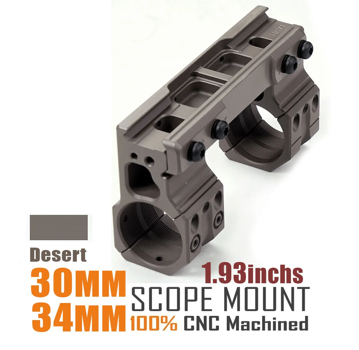 High Scope Rings 1.93 inch for 1913 Picatinny Rails, AR15, M4 one Piece Scope 34mm 30mm Mount Rings, Desert,