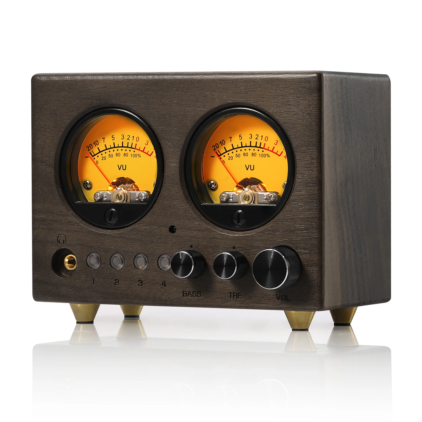 Douk Audio Nobsound VU1-W 4-IN-1-OUT Audio Selector 4-way Stere Switcher Home Preamp VU Meter with Remote Control