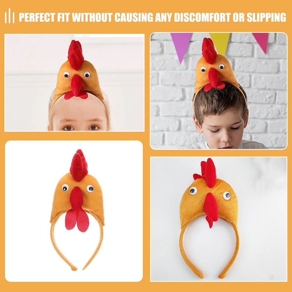1pc Kids Easter Headbands Cartoon Cloth Rooster Hair Bands Cosplay Party Headdress Easter Chicken Hair Hoops Photo Props