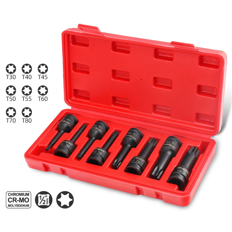 Impact Allen Key Box Set 1/2 H12 H17 Hex T80 Torx Screwdriver Bit Socket Long Wrench Head For Ratchet Auto Repairing Tool