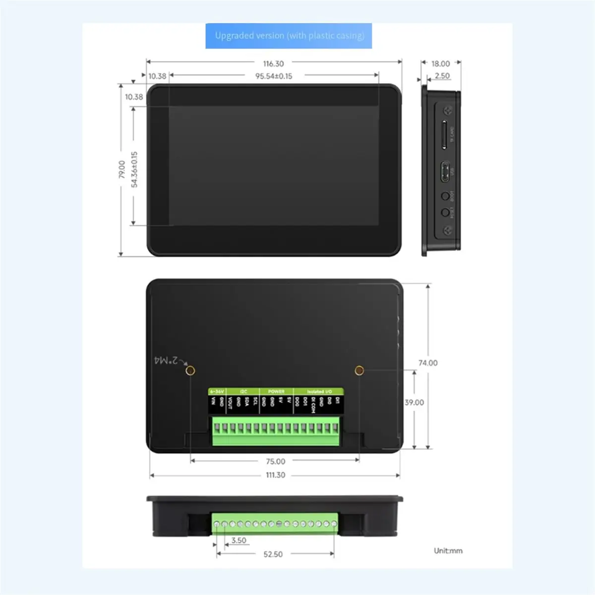 New Electronics RP2350 4.3inch LCD 800x480 Capacitive Touchscreen Display Board Sensor CAN RS485 for IoT Industrial Control with