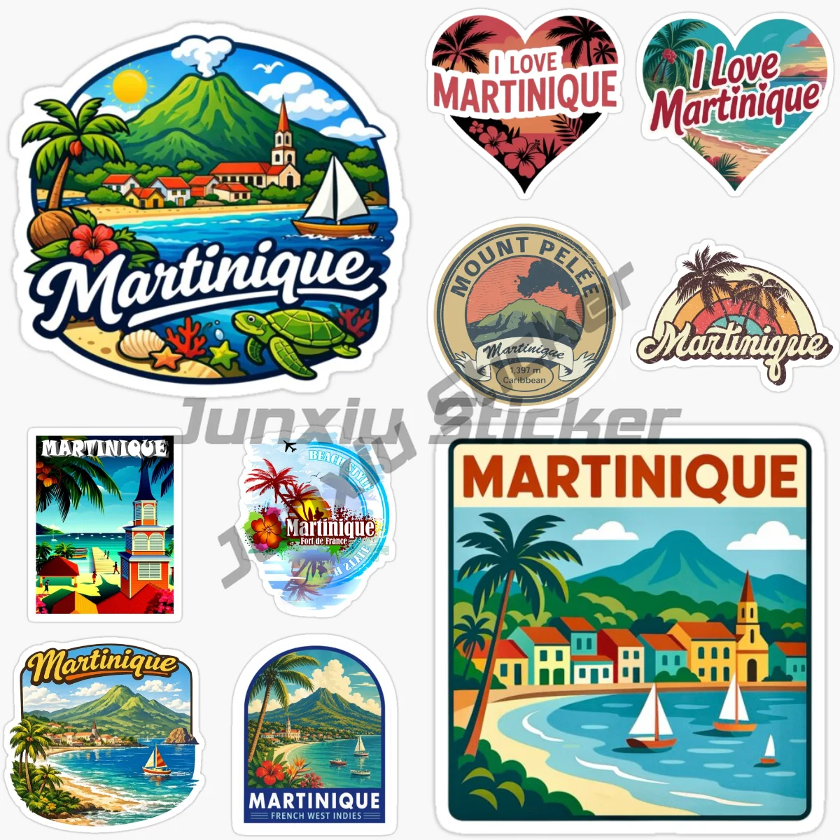 

MARTINIQUE Beautiful Scenery Car Helmet Bike Car Sticker Decorate Waterproof Vinyl Self-adhesive Decals