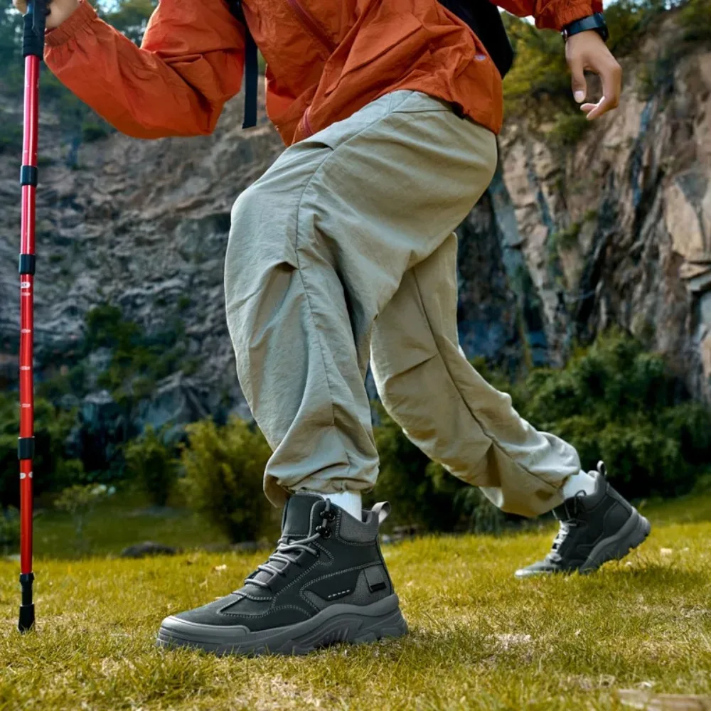 أحذية رجالية شتوية قطنية عالية الجودة، أحذية المشي لمسافات طويلة، أحذية عمل رجالية، أحذية الكاحل، أحذية خارجية، أحذية رياضية، بطانة شبكية لجميع المواسم