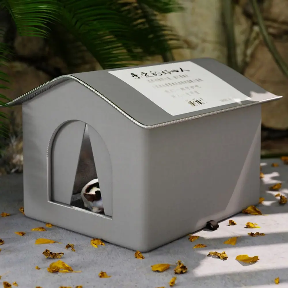

Pet Hideaway Waterproof Insulated Cat House Warm Enclosed Feral Cat Shelter Foldable Pet Condos Four Seasons