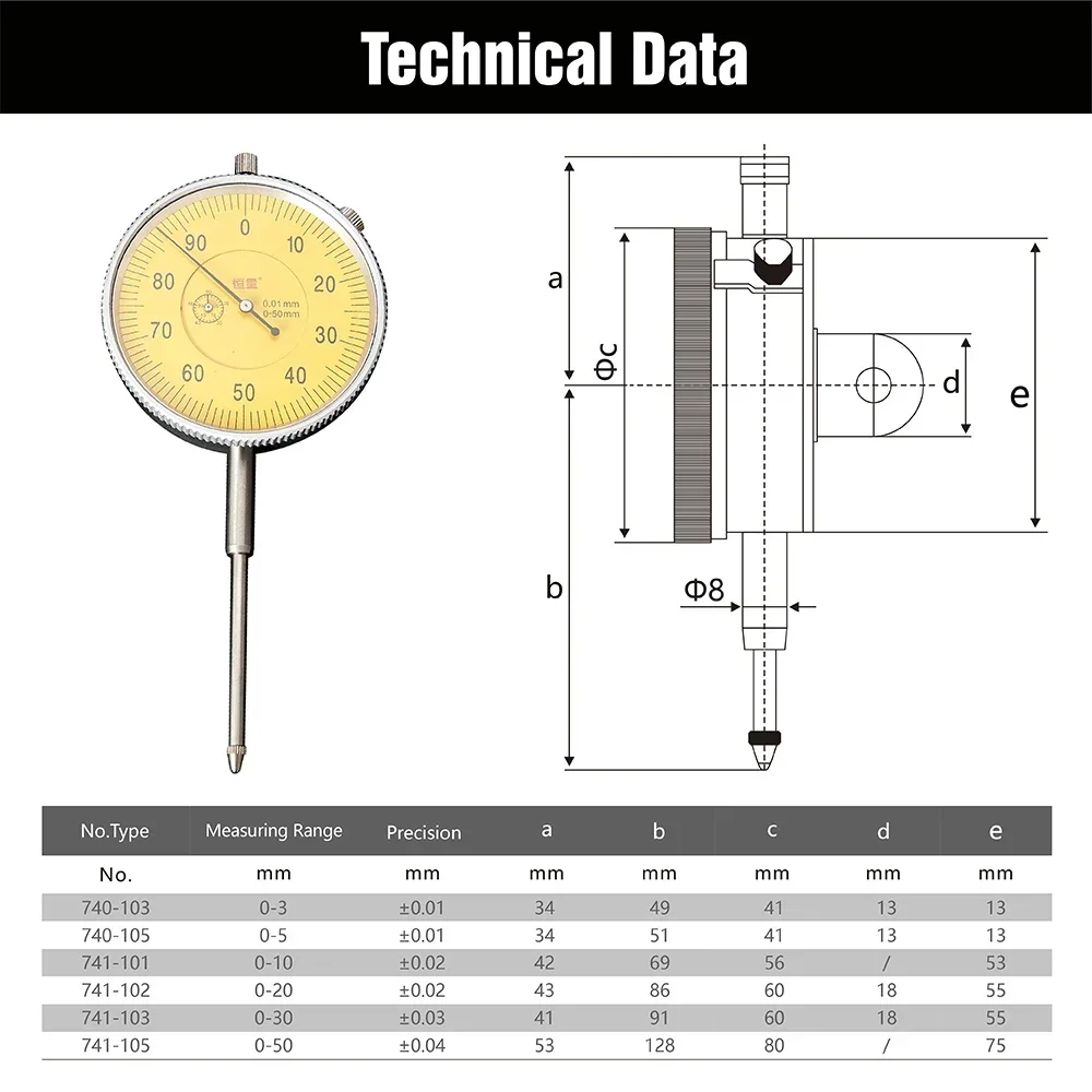 Imagem -06 - Indicador Mecânico de Ferramenta de Medição de Comprimento Especificação 03 mm 05 mm 010 mm 020 mm 0-30 mm 0-50 mm Aço Inoxidável