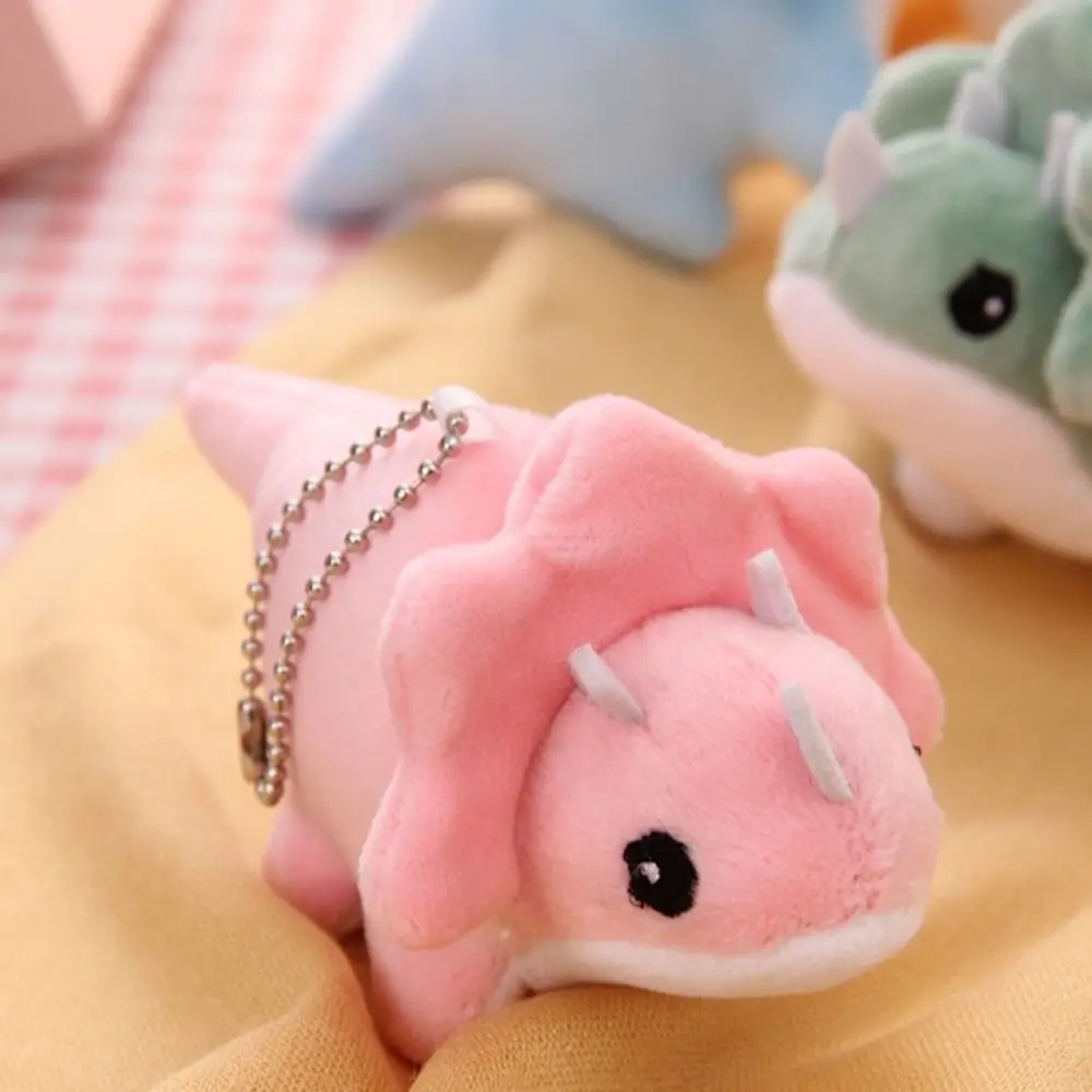 Lovely Soft Dinosaur Plush Keychain Plush Stuffed Cartoon Triceratops Keyring Fashion Cute Dinosaur Doll Pendant Backpack Decor