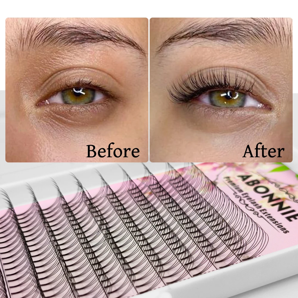 ABONNIE 0.07 0.10mm Thickness Premade Fan Premade Volume Fans Lashes 3D4D5D6D Short Stem Volume Lashes Eyelash Extension