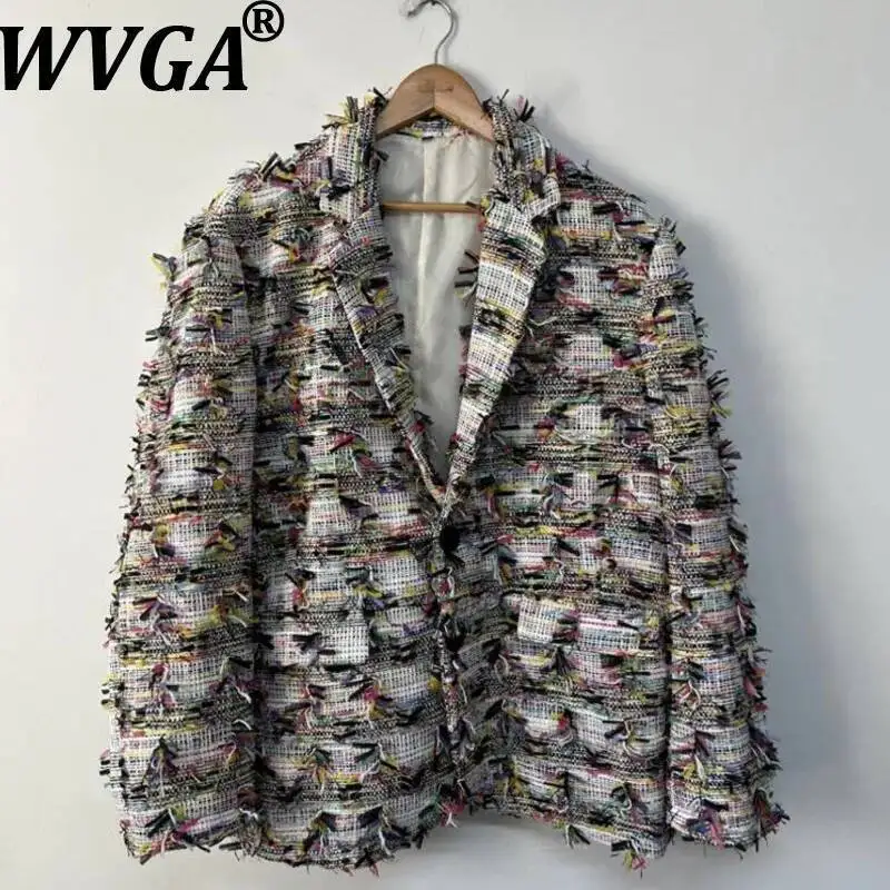 

WVGA Spring Autumn New Man High Street Tassel Fringe Trendy Design Long Sleeved Blazer Niche Chic Casual Suit Jackets Ins W13320
