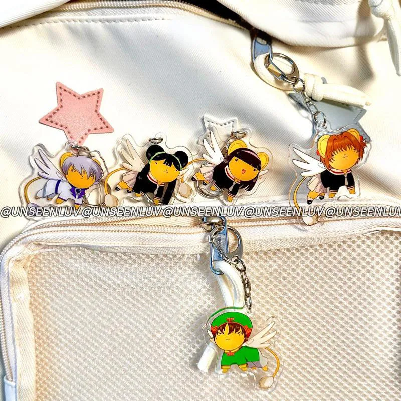 Anime Card Captor SAKURA CERBERUS LI SYAORAN Cosplay Keychain 5 Pcs/Set Kawaii Acrylic Keyring Key Chain Bag Accessories Prop