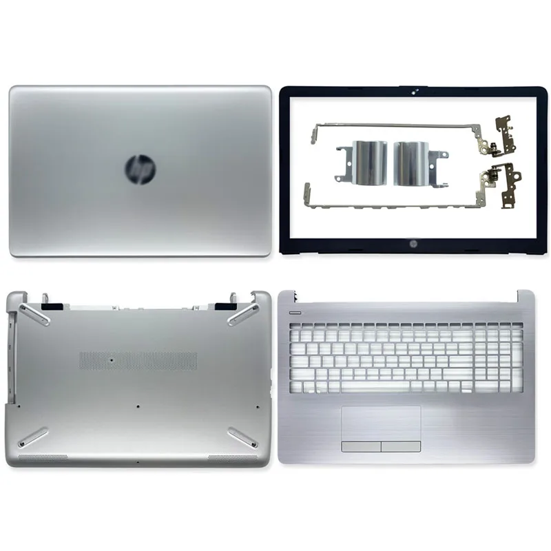 para hp 15 bs 15 bw 15q bu 15 bs070wm 924892001 portatil lcd capa traseira frente moldura dobradicas capa palmrest inferior case prata novo 01