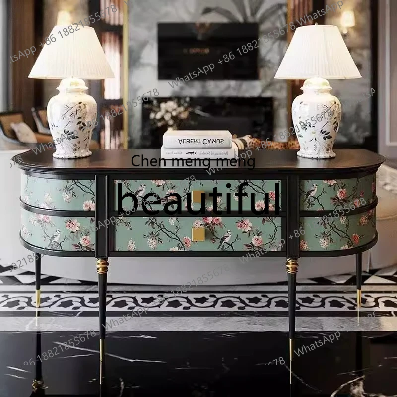 

X Retro solid wood, porch, carved locker, living room entry small apartment wall decorative cabinet