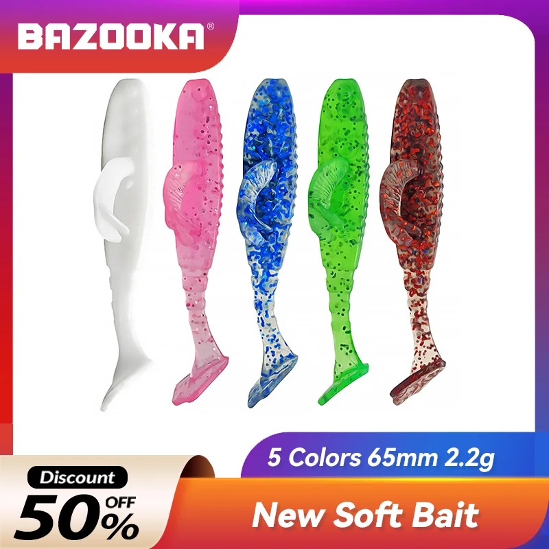 

Bazooka Fishing Lure New Floating Flying Fish T Tail 65mm 2.2g Soft Bait Swimbaits Jigging Trout Rubber Artificial Pike Bass