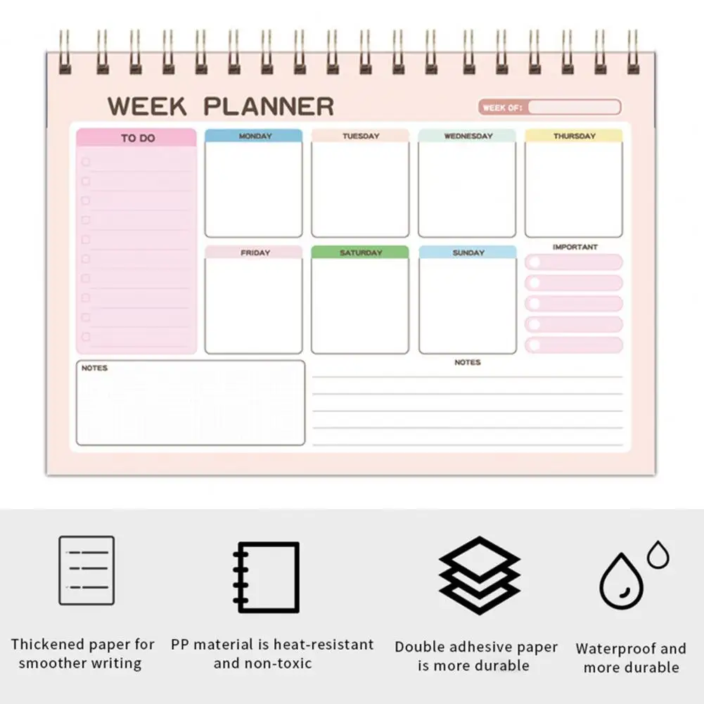 Prioritaire Taakorganisator Spiraalbinding Wekelijkse Planner Notitieblok Voor Dames Mannen Persoonlijke Organisator To-Do Lijst Bureaublad Voor Kantoor