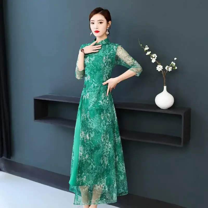 Chinese Retro Dress Satin Cheongsam Qipao For Women Chinese Traditional Dress Oriental Asian Year Wedding Gown Oriental Dress P1