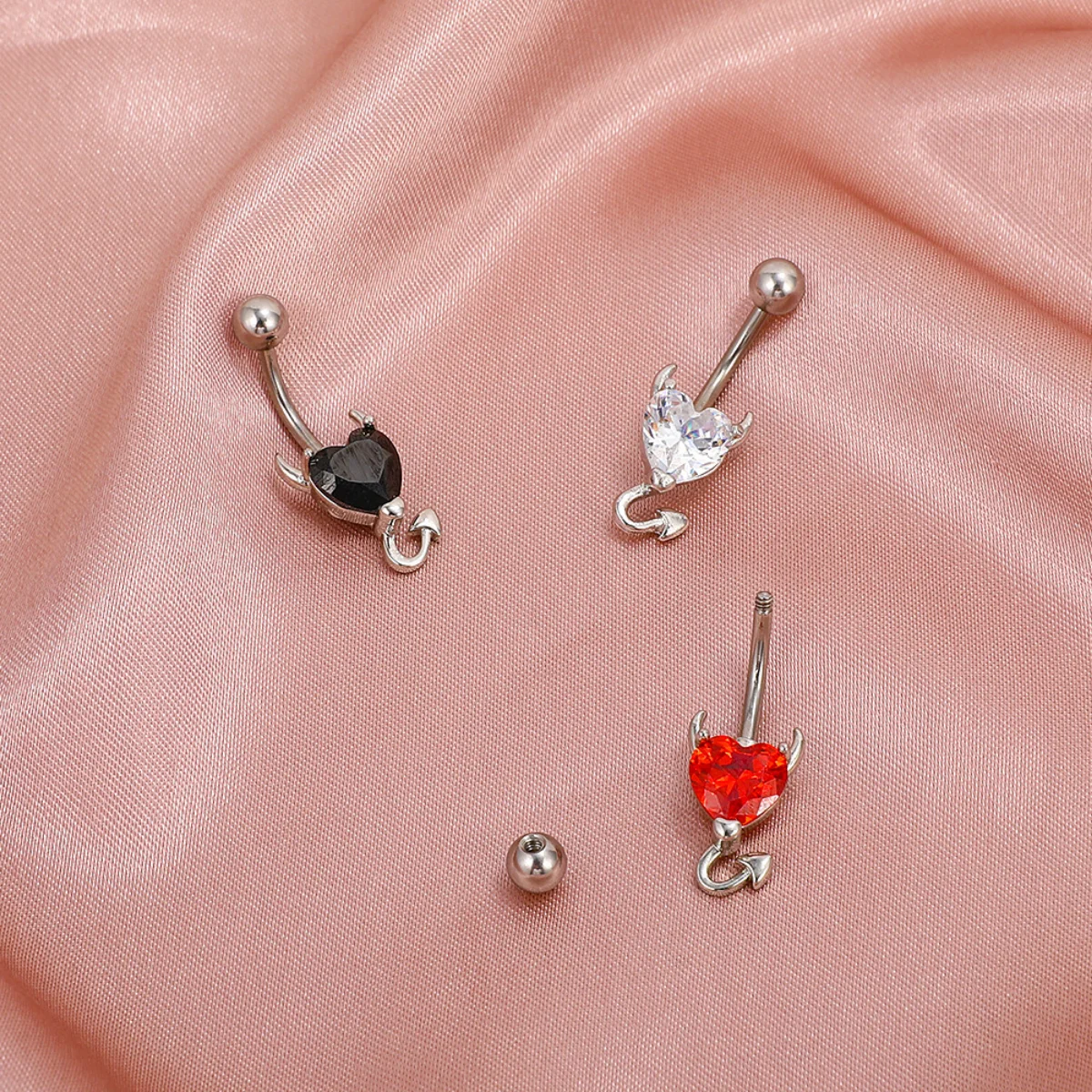 2023 Zircon Love Belly Button Ring Simple Demon Navel Ornament Body Piercing Jewelry 1$ Free Postage Support wholesale 2$ Order