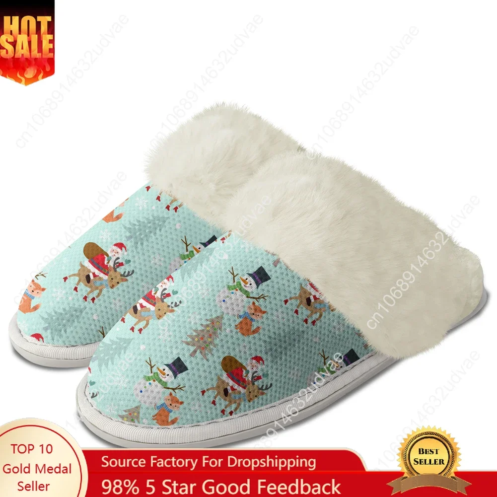 

Christmas Plush Slippers Keep Warm Shoes Mens Womens Home Cotton Bedroom Customized Thermal Lightweight Slipper DIY