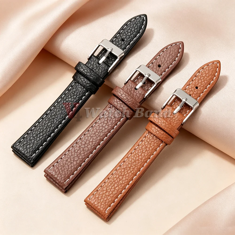 10mm 12mm 14mm 16mm Ultra-thin Leather Watch Strap Vintage Cowhide Watch Band Women Straps Replacement Mini Bracelet Wristbelt